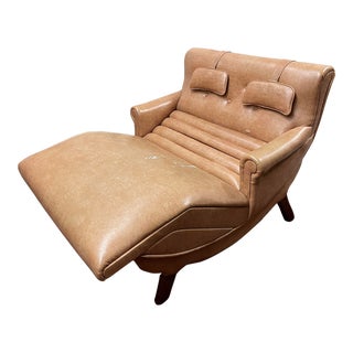 Vintage Contour Lounger Tan Naugahyde Two-Person Motorized Reclining Loveseat For Sale