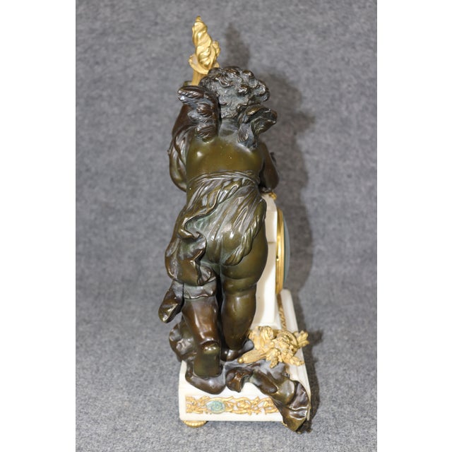 Fine Marble and Bronze Figural Clock Candelabras by Lemerle Charpentier For Sale In Philadelphia - Image 6 of 16
