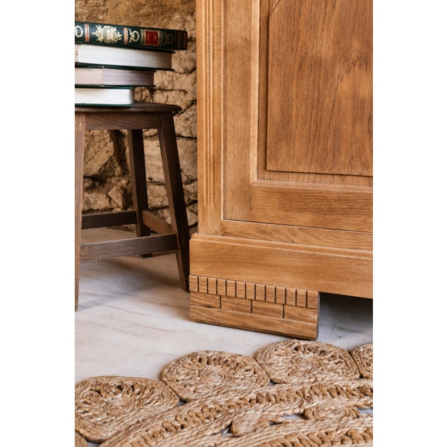 1930s Low Art Deco Sideboard in Carved Oak and Grey Marble, 1930s For Sale - Image 5 of 7