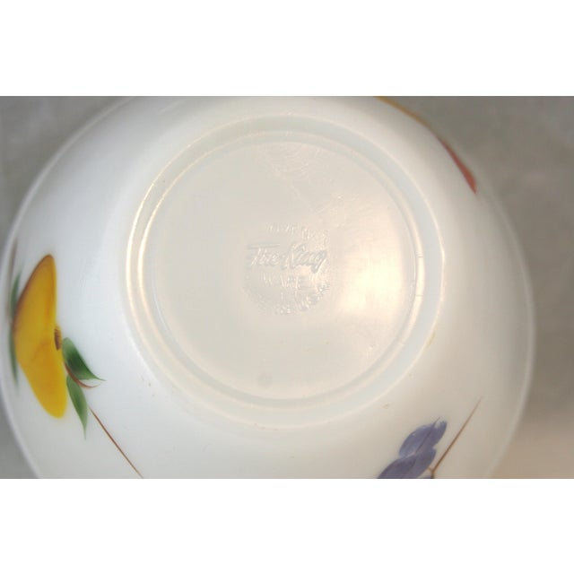 Vintage Traditional Hand Painted Gay Fad Studios Fire King 7.5" Milk Glass Bowl Fruit Pattern For Sale - Image 9 of 9