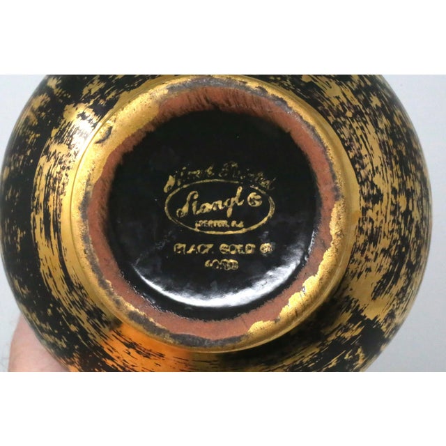 Stangl Vintage Stangl Pottery "Black Gold" Hand-Painted Vase For Sale - Image 4 of 8