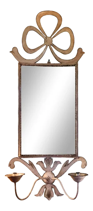 1960s White Painted Tole Decorative Mirror with Candle Sconces