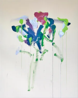"I Keep Thinking This Is Over, This Is Not Over / Red Green Purple Blue" Large Abstract Floral Painting by Simon Findlay