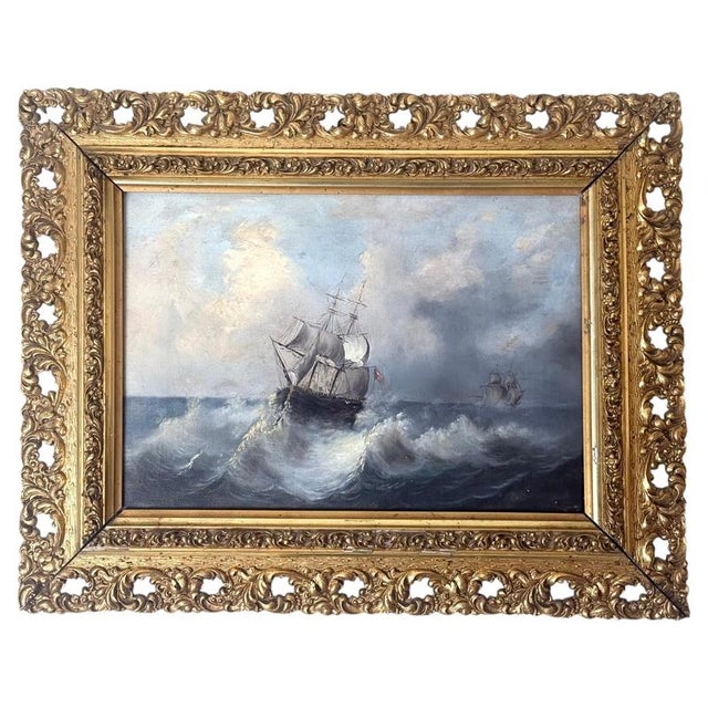 After Thomas Luny, English Marine Scene, 1880s, Painting on Canvas, Framed For Sale - Image 14 of 14