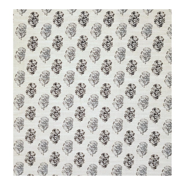 Pk Lifestyles Charcoal "Posey" Cotton/Linen Basketweave Blend Fabric- 7.8 Yards For Sale