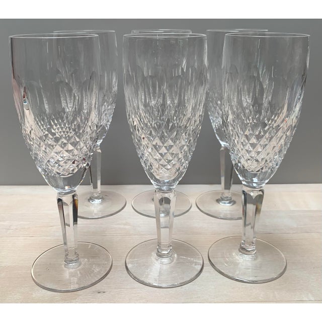 Glass Late 20th Century Waterford Champagne Glasses Set of 6 For Sale - Image 7 of 8