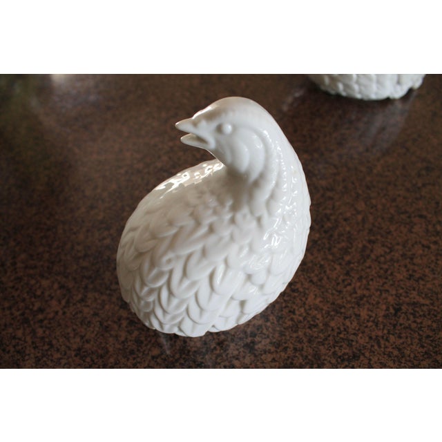White Ceramic Quail Figurines S/3 Chairish