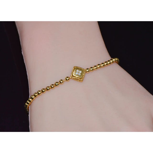 Italian Authentic Roberto Coin Palazzo Ducale Diamond Ruby Stretch Bracelet in 18k Yellow Gold For Sale - Image 3 of 10