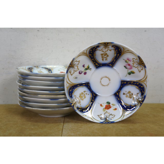 Antique Cobalt Blue & Gold Tea Coffee Demitasse Cups Dessert Plates China - 27 pcs For Sale - Image 11 of 17