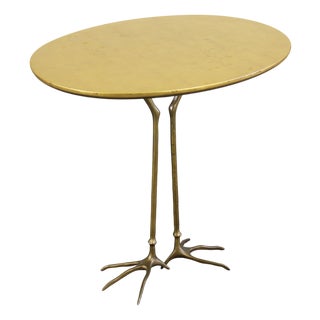 Meret Oppenheim Traccia Side Table in Wood Gold Leaf and Bronze by Gavina, 1980s For Sale