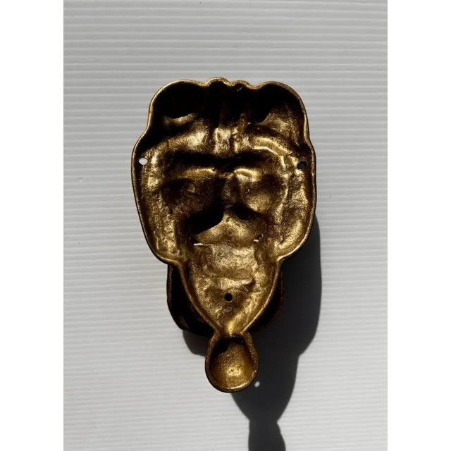 Early 20th Century Solid Brass Lion's Head Door Knocker For Sale - Image 4 of 4