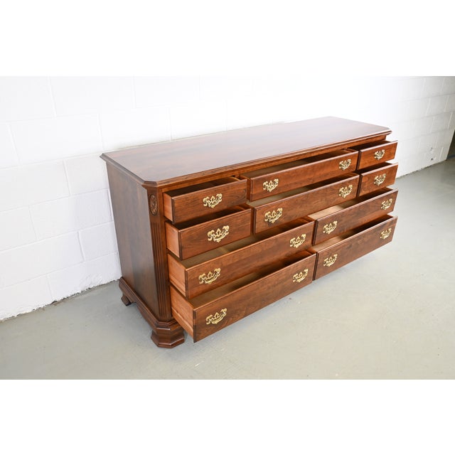 Ethan Allen Georgian Court Cherry Dresser For Sale - Image 10 of 13