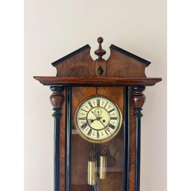 Antique Victorian Walnut Double Weight Wall Clock, 1860 For Sale - Image 3 of 7