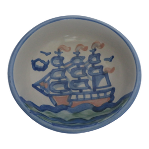 Late 20th Century m.a. Hadley Signed Pottery Bowl, Ship Cereal Soup Dessert