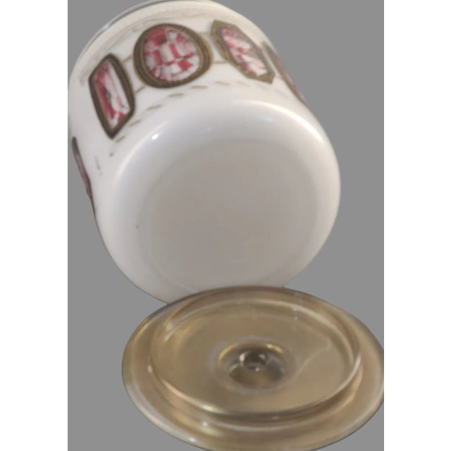Mid 20th Century Vintage Mid-Century Modern White and Geometric Design H. Sternberg Covered Jar For Sale - Image 5 of 10