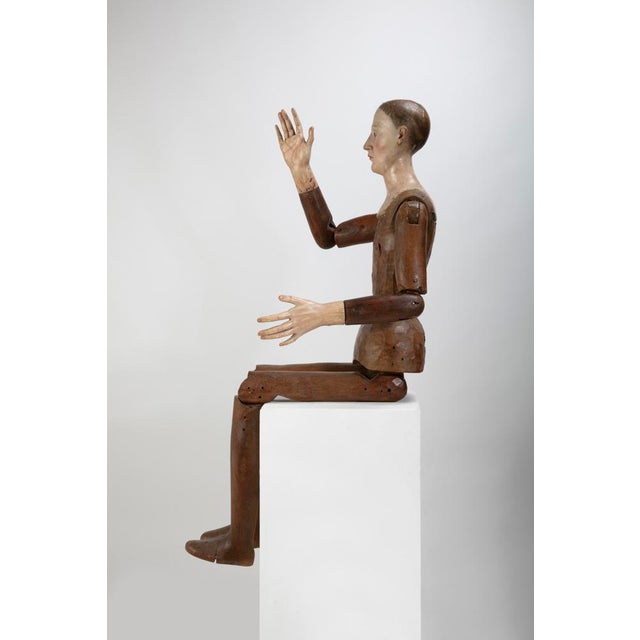 Late 18th Century Italiano Ignoto, Jointed Painter's Mannequin, 1790, Wood with Glass Details For Sale - Image 5 of 10
