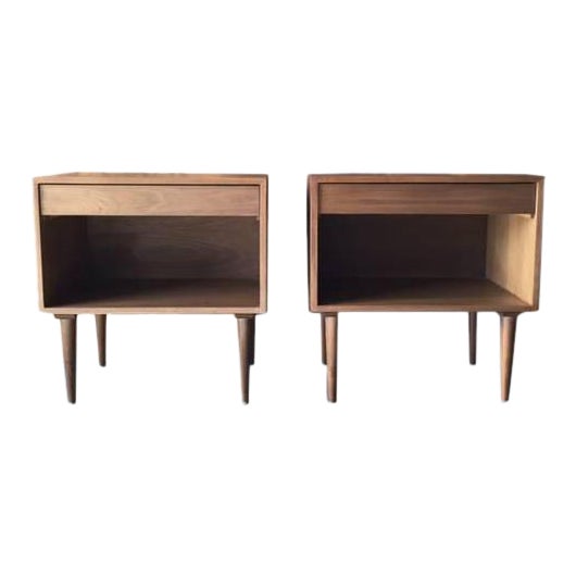 Custom Mid Century Style Extra Large Nightstands a Pair Chairish