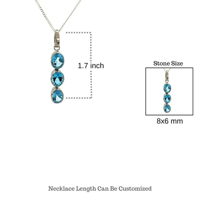 Classic 925 Silver December Birthstone Pendant With 8x6mm Three Stone For Sale - Image 12 of 15