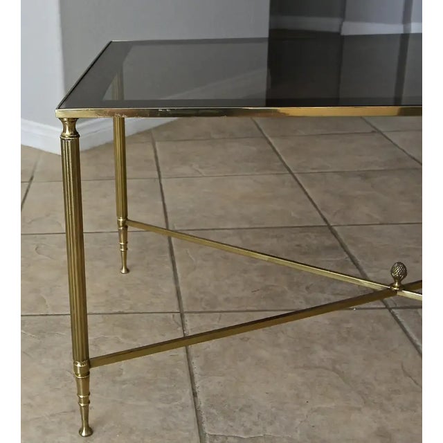 1950s French Brass X Base Coffee Cocktail Table For Sale - Image 10 of 13