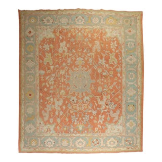 Large Orange Antique Oushak Rug - 11'7" x 15'6" For Sale