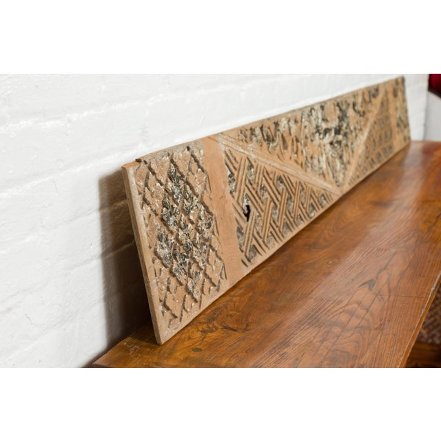 Antique Indonesian Carved Wooden Panels with Traces of Polychromy - A Pair For Sale - Image 4 of 13