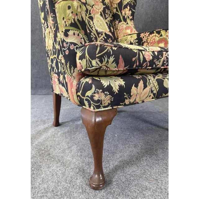 Vintage Queen Anne Upholstered Wingback Chair For Sale - Image 10 of 15