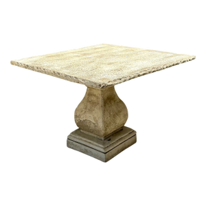 Vintage Square Stone Top Pedestal Dining Table