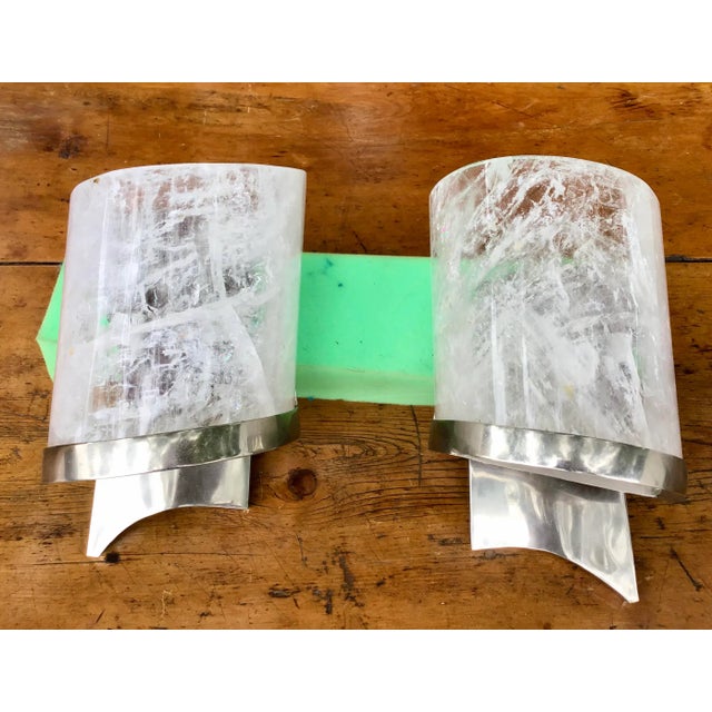 Rock Crystal and Chrome Wall Sconces - a Pair For Sale - Image 12 of 12