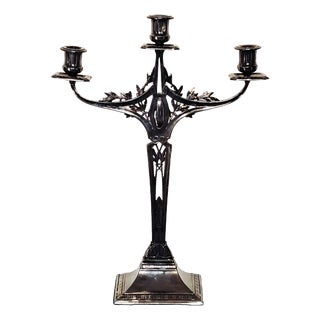 Antique Kayserzinn Three-Light Candlestick, 1890s For Sale