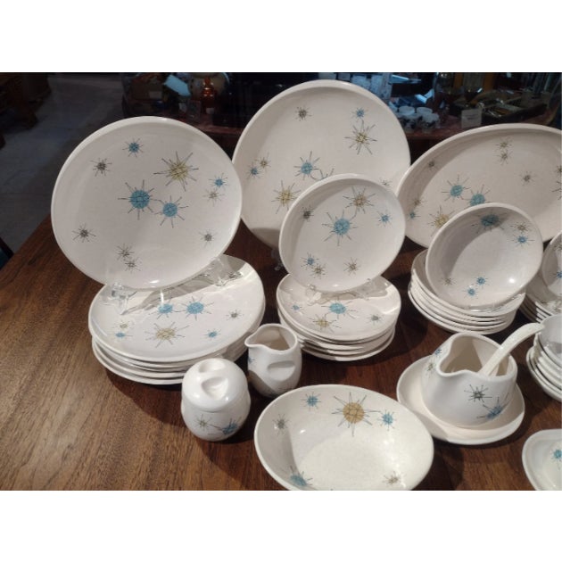 Mid-Century Modern 1950s MCM Franciscan Starburst Dinnerware 56 Pc Set - Service for 6 For Sale - Image 3 of 12