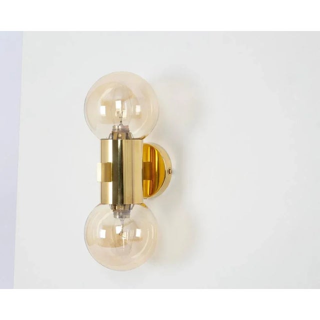 Brass and Smoked Glass Sconces in the style of Sciolari, Germany, 1970s, Set of 2 For Sale - Image 3 of 9
