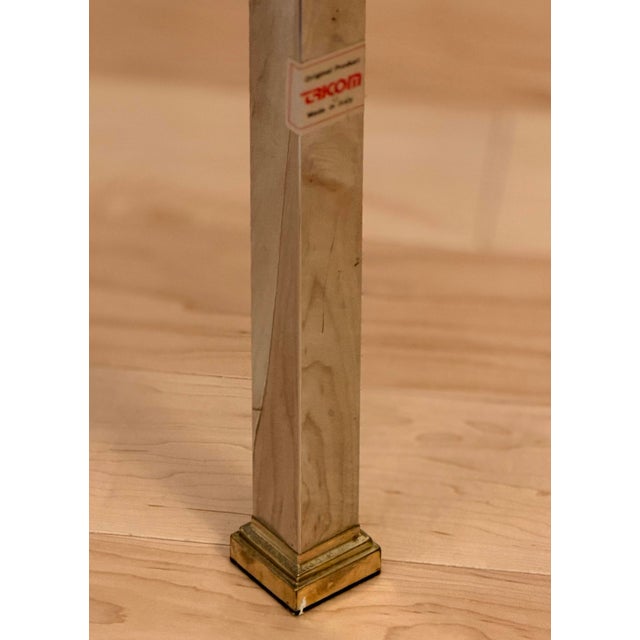 Vintage Italian Brass and Chrome Side Table by Tricom With Glass Top For Sale In New York - Image 6 of 11