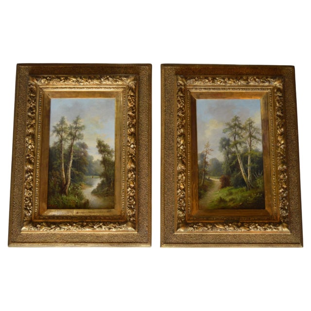 Signed Ada Stone Dyptich Oil on Canvas For Sale - Image 4 of 4