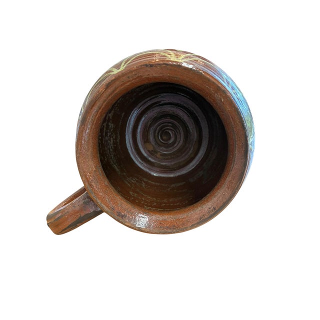 Antique French Terracotta Pot With Hand-Painted Swag Design For Sale - Image 4 of 11