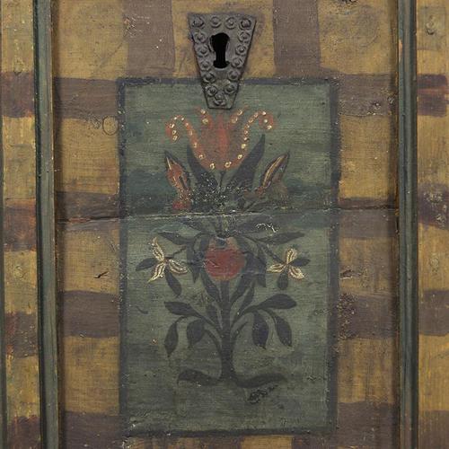Painted Folk Art Chest, 1834 For Sale - Image 4 of 9