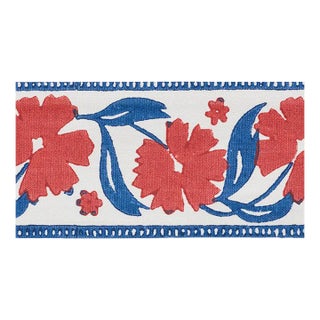 Schumacher Adra Hand Blocked Tape in Red & Blue For Sale