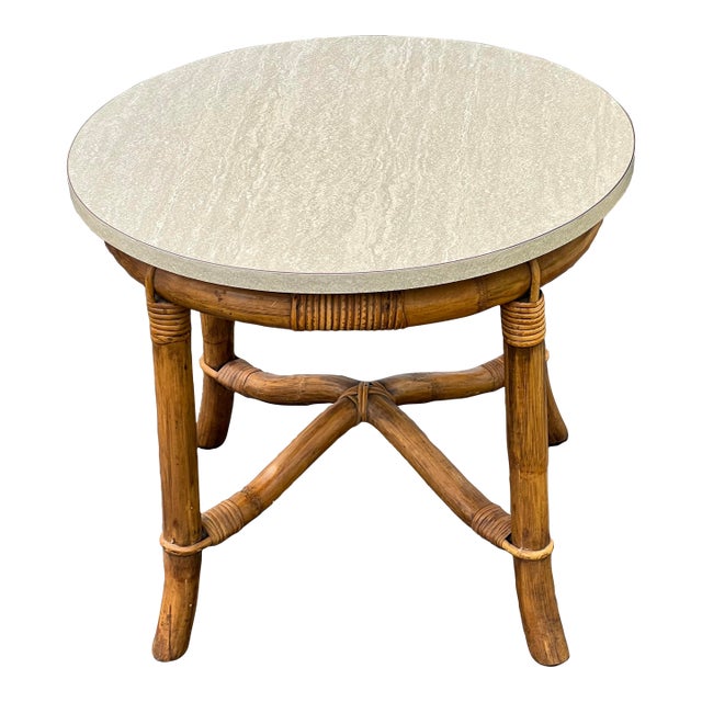 Ficks Reed Palm Beach Regency Small Occasional Side Table For Sale