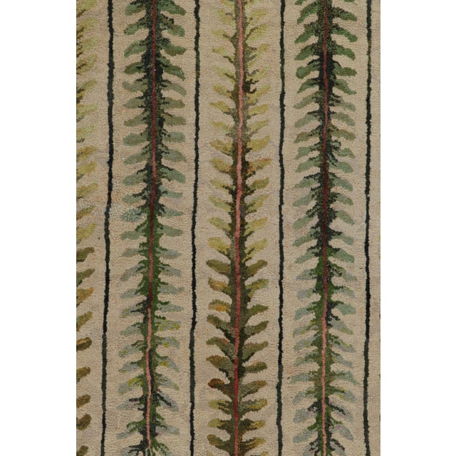 Traditional Antique Hooked Square Rug in Beige With Floral Medallion, From Rug & Kilim For Sale - Image 3 of 7