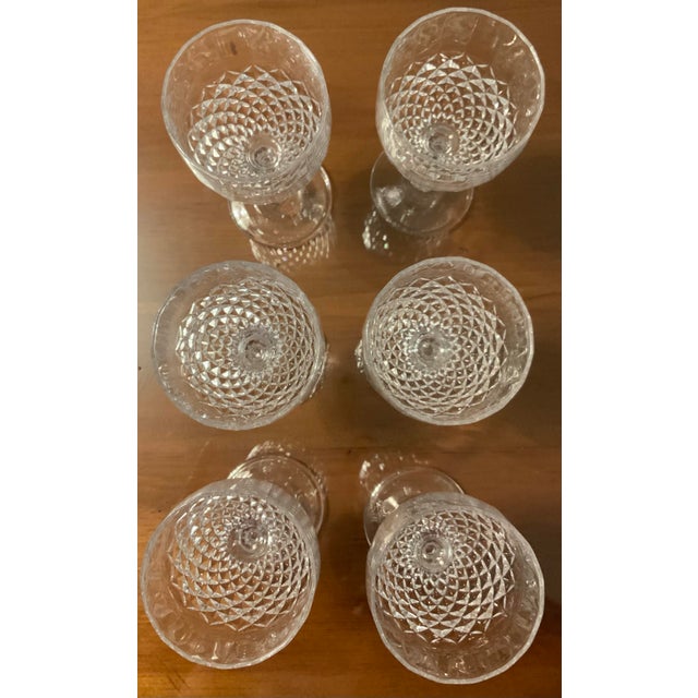 Glass Vintage Diamond‑Cut Aperitif & Sherry Goblets - Set of 6 for Bar Cart Decor, Vintage Barware, Palm Beach Regency & Grandmillennial. See Pics! For Sale - Image 7 of 7