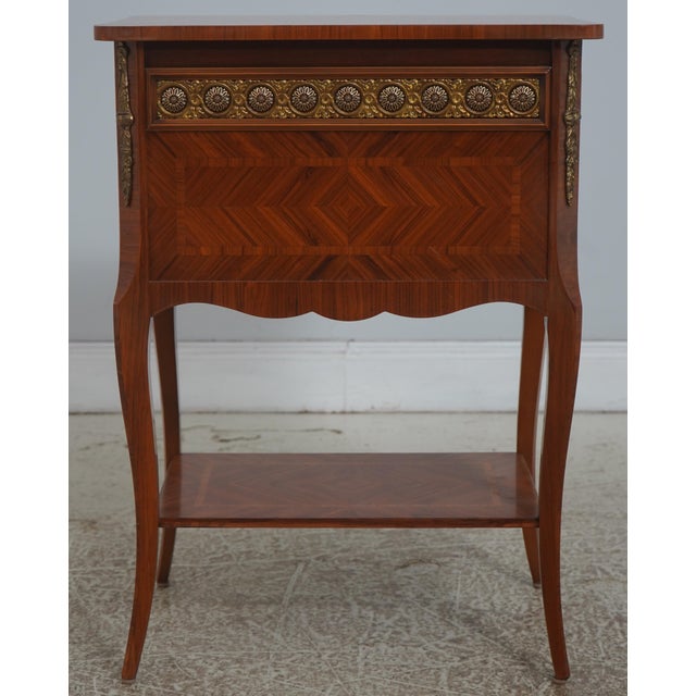 Wood Pair of Vintage Louis XV Style Marquetry Side Tables Nightstands For Sale - Image 7 of 17