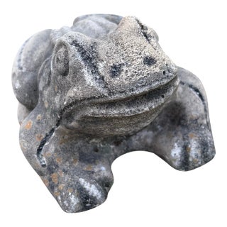 Vintage Aged Concrete Frog Garden Ornament For Sale