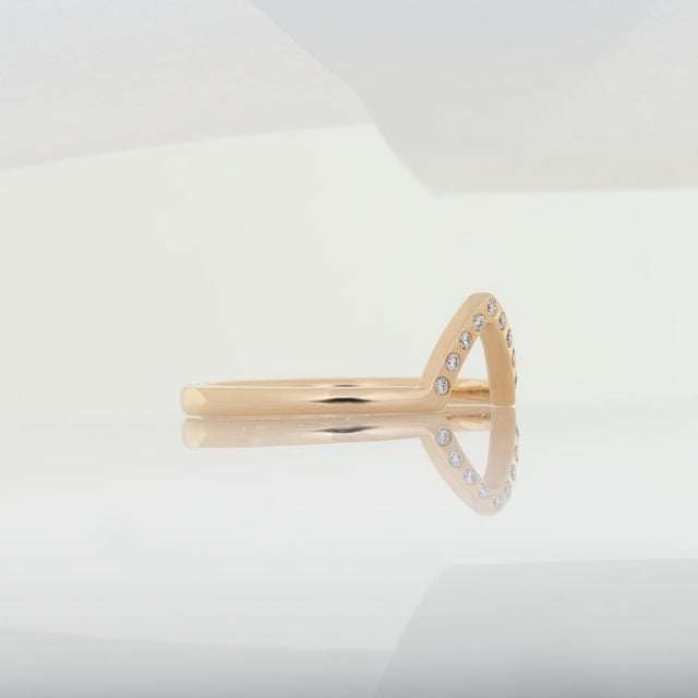 Minimalist Earth Mined Diamond Band in Solid 14k Gold – Delicate Stackable Ring, Size 6.75 For Sale In Columbus - Image 6 of 8