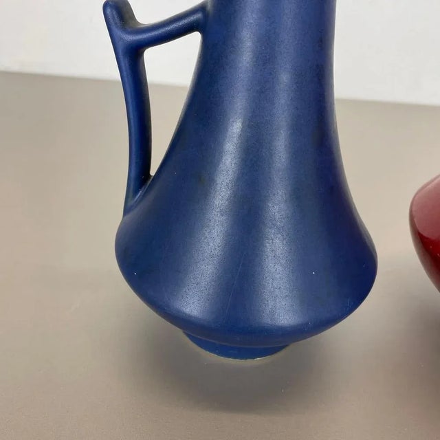 Ceramic Black-Red Fat Lava Vases from Jopeko, Germany, 1970s, Set of 2 For Sale - Image 7 of 18
