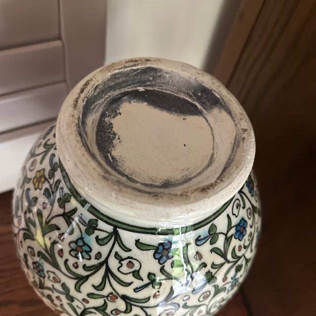 Ceramic Vintage Kütahya Pottery Vase, Iznik Floral Design For Sale - Image 7 of 11
