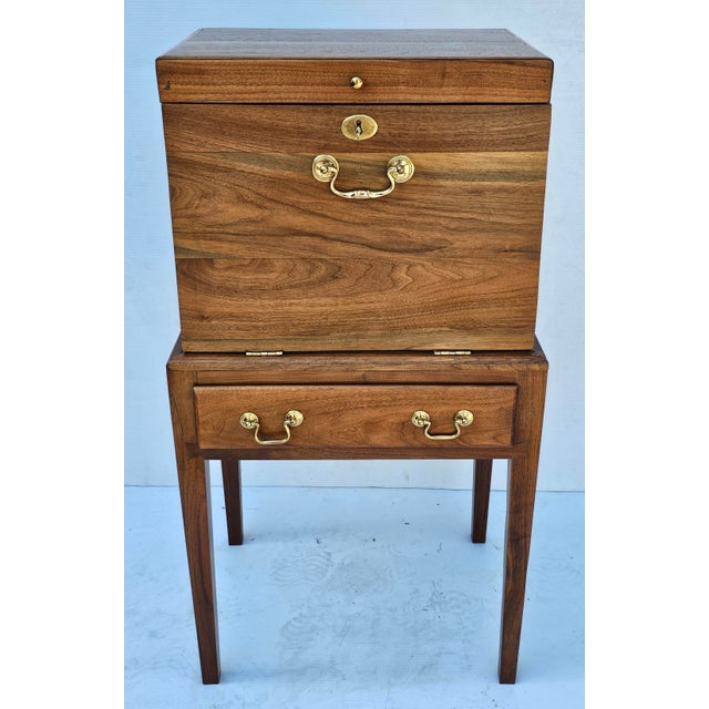 Handcrafted Federal Solid Black Walnut and Satinwood Silver Smith Chest For Sale - Image 12 of 12