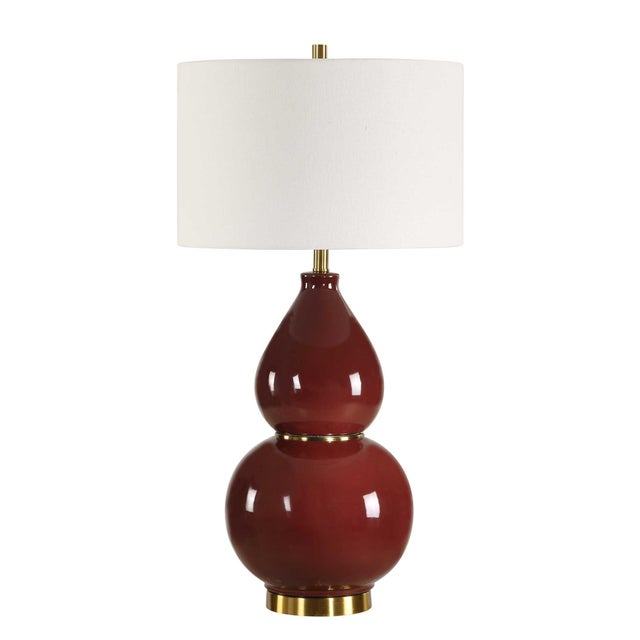 Kenneth Ludwig Chicago Gourd Burgundy Table Lamp For Sale - Image 4 of 6