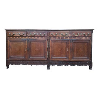 Large Louis XV Sideboard in Oak with Marquetry For Sale