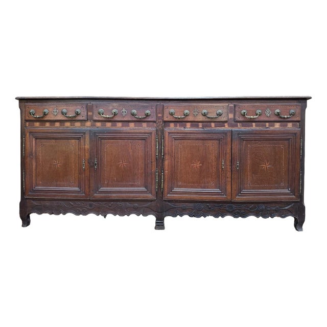 Large Louis XV Sideboard in Oak with Marquetry For Sale