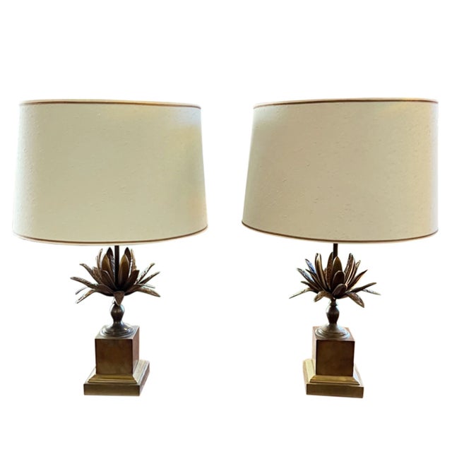 Maison Charles Style Agave Table Lamps, 1960s, Set of 2 For Sale - Image 4 of 5