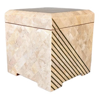 Vintage Casa Bique Tessellated Stone and Brass Box For Sale